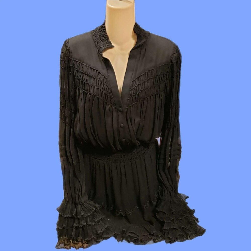Alexis Silk Mini Dress Black Shannon Please Read - No Sz. Tag - Picture 3 of 11
